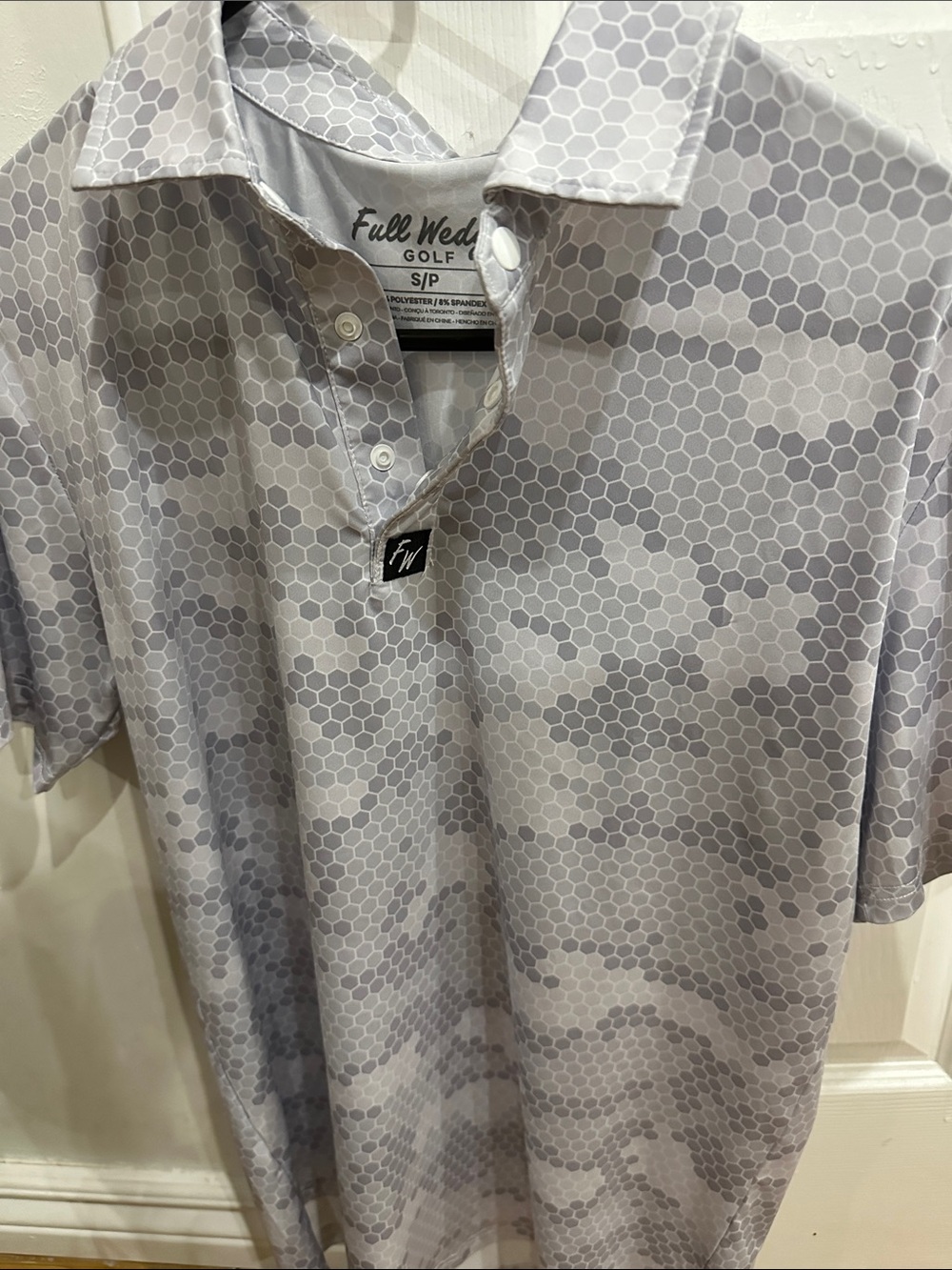 Men's Light Gray Hex-Camo Polo
